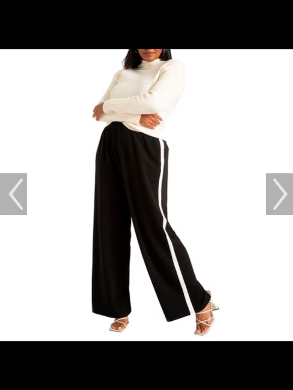 Eloquii Navy Wide-Leg Pull-On Track Pants with White Stripe